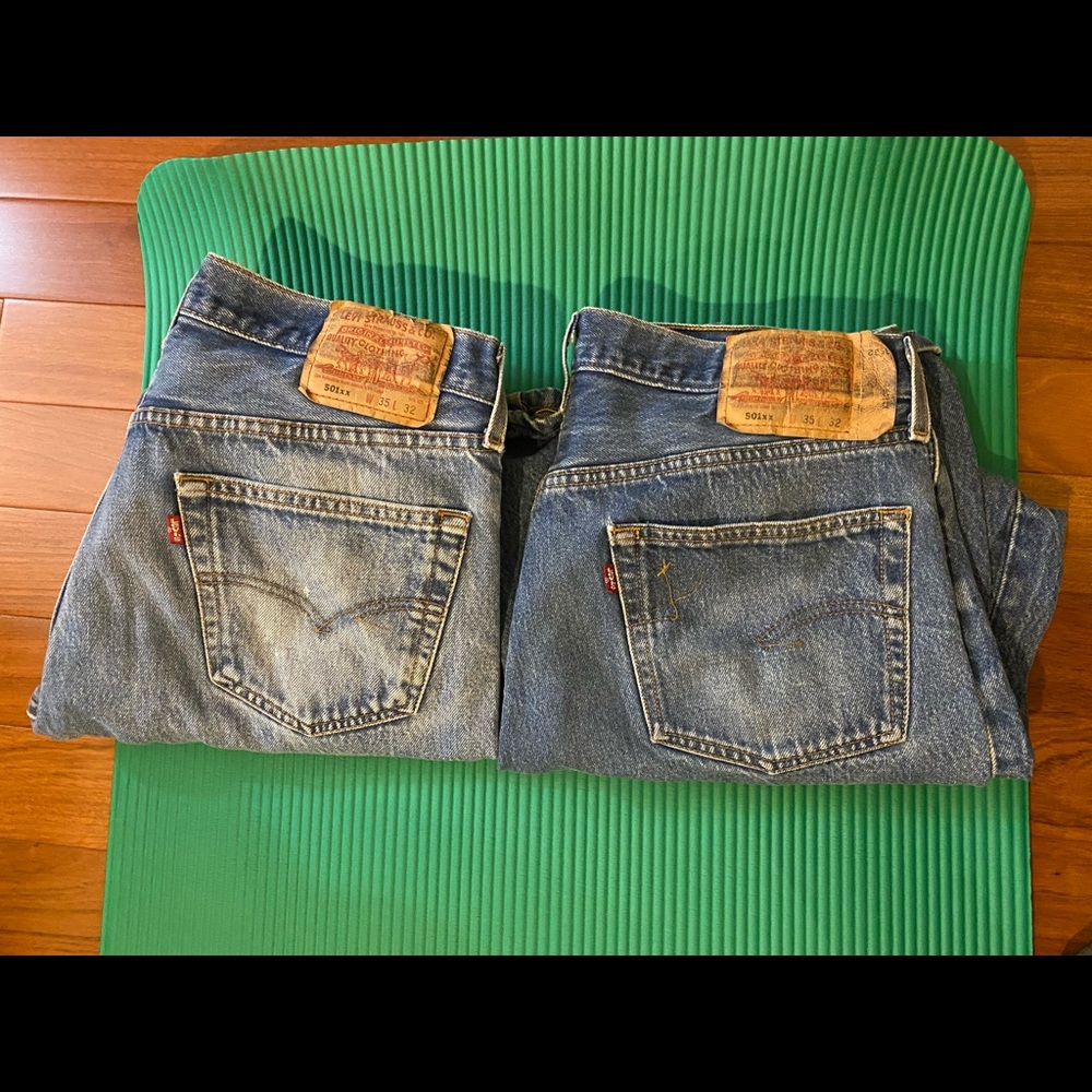 Bundle:2 Levi’s 501 35x32 blue denim button fly straight leg jeans